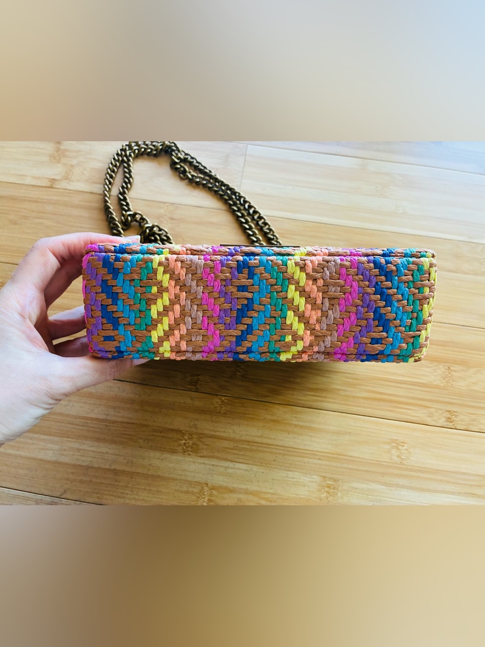 Kurt Geiger Multicolor Woven Chain-Handle Shoulder Bag - Picture 7 of 9
